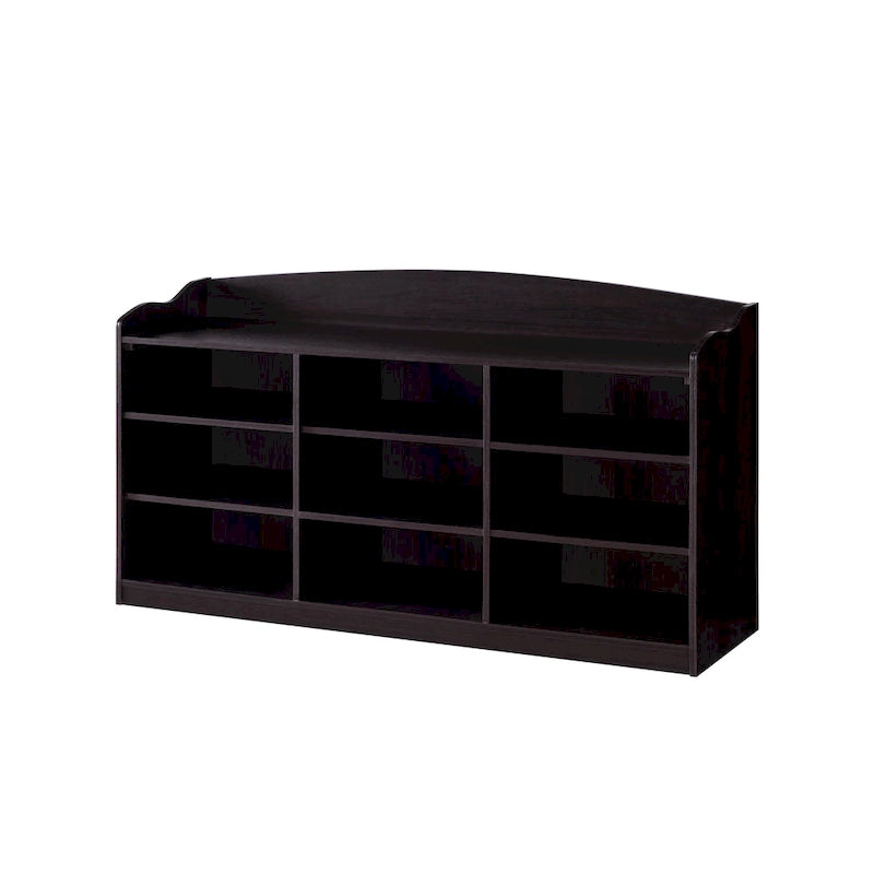 Entryway Shoe Bench with Open Shelves, Holds 18 Pairs of Shoes