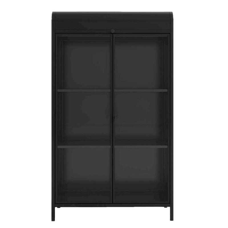47.6" Tall Metal Cabinet with Glass Doors & Flip-Top