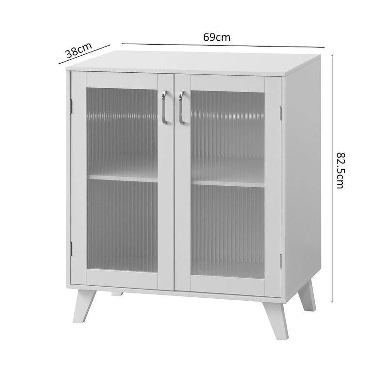 Moderner Aufbewahrungsschrank mit 2 Glastüren und verstellbarem Einlegeboden für das Wohnzimmer