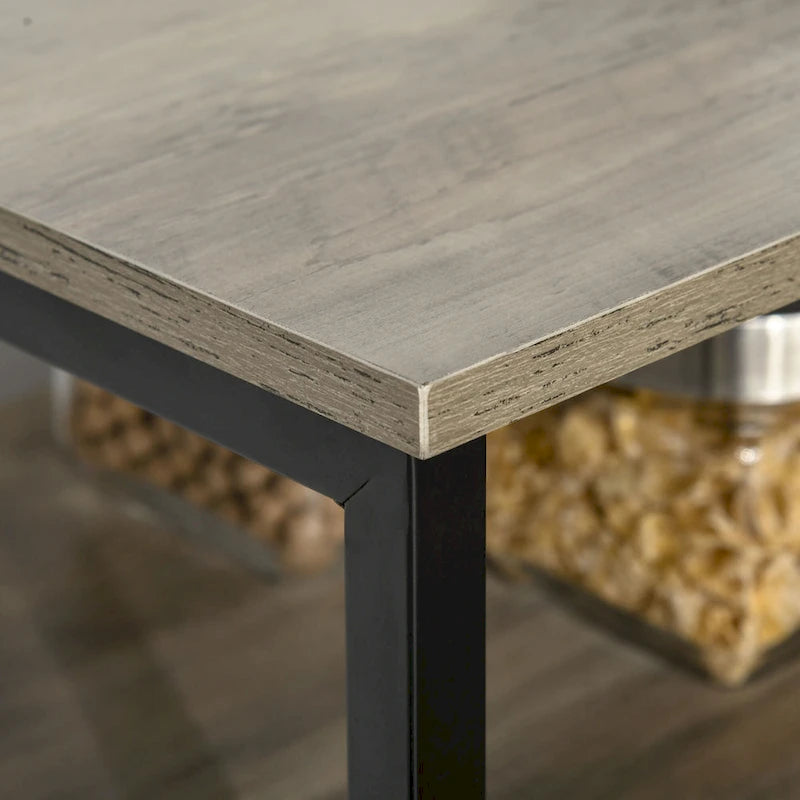 Rustic Kitchen Sideboard Buffet Cabinet with Adjustable Shelves, Glass Doors, and 2 Drawers