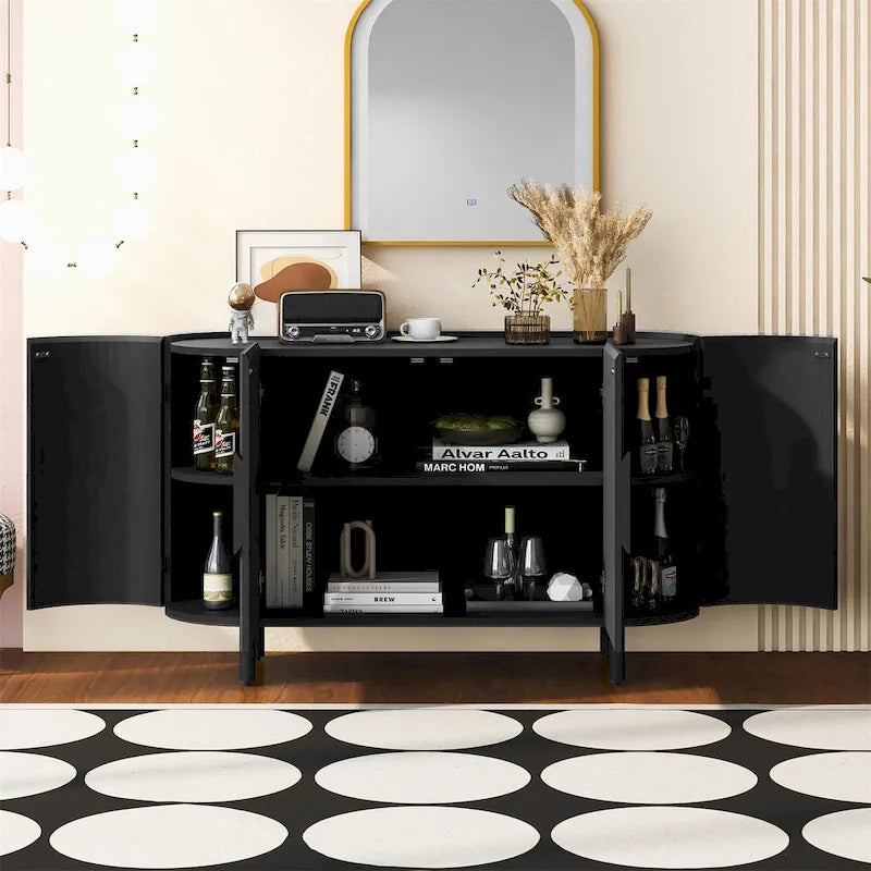 Sideboard mit geschwungenem Design im Light-Luxury-Stil und verstellbaren Einlegeböden