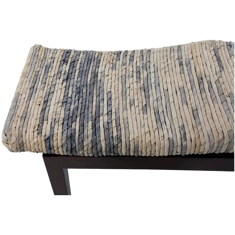 Wood Handmade Woven Bench - Brown - 17W x 47L x 18H