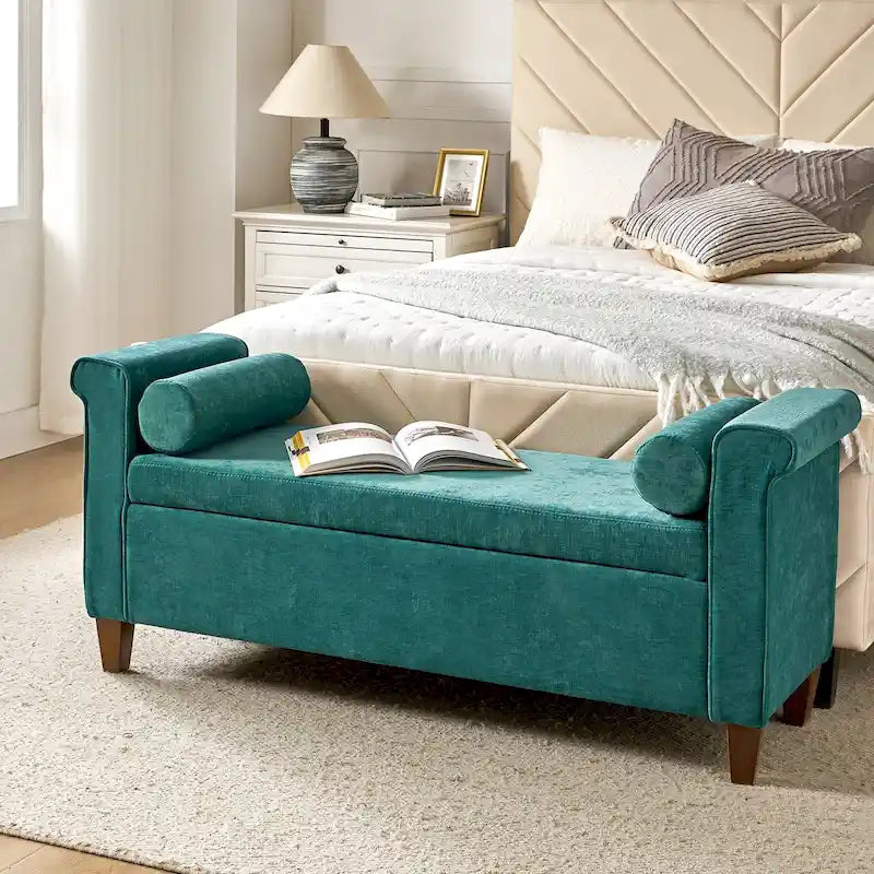 54.3" Wide Traditional Storage Bench with 2 Pillows