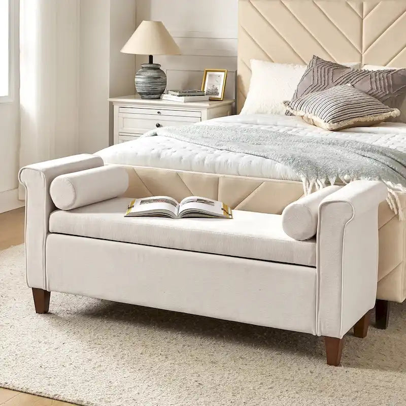 54.3" Wide Traditional Storage Bench with 2 Pillows