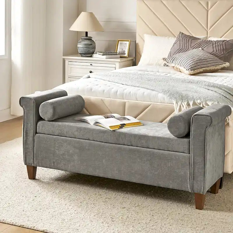 54.3" Wide Traditional Storage Bench with 2 Pillows
