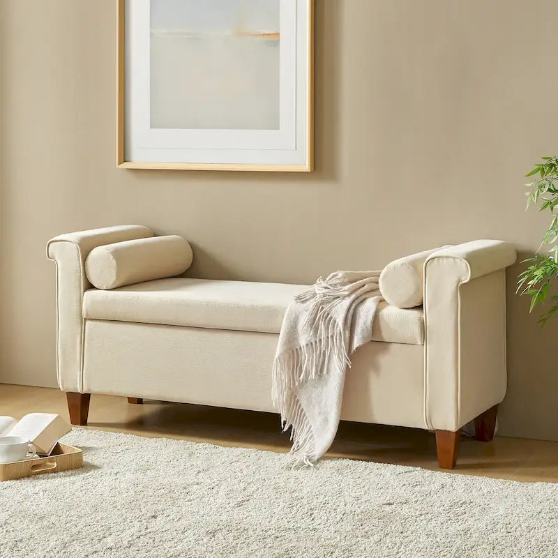 54.3" Wide Traditional Storage Bench with 2 Pillows