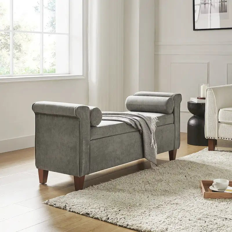 54.3" Wide Traditional Storage Bench with 2 Pillows
