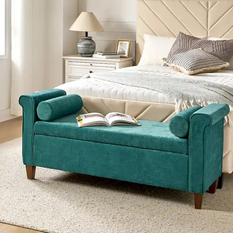54.3" Wide Traditional Storage Bench with 2 Pillows