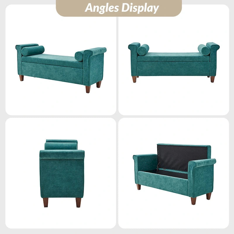 54.3" Wide Traditional Storage Bench with 2 Pillows