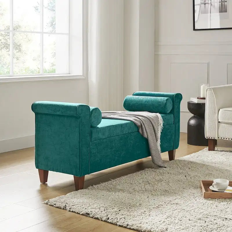 54.3" Wide Traditional Storage Bench with 2 Pillows