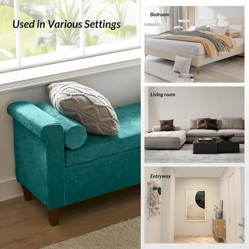 54.3" Wide Traditional Storage Bench with 2 Pillows