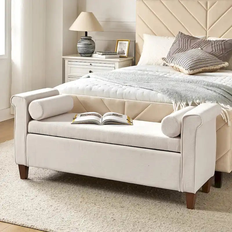 54.3" Wide Traditional Storage Bench with 2 Pillows