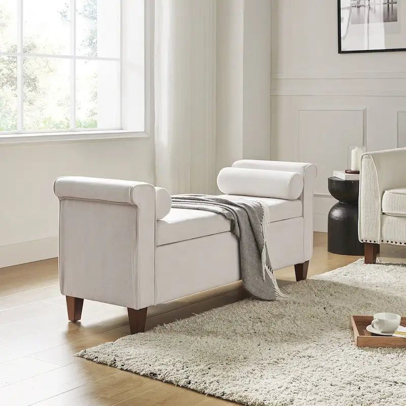 54.3" Wide Traditional Storage Bench with 2 Pillows