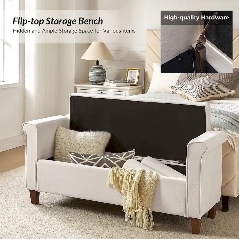 54.3" Wide Traditional Storage Bench with 2 Pillows