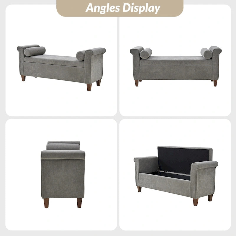 54.3" Wide Traditional Storage Bench with 2 Pillows