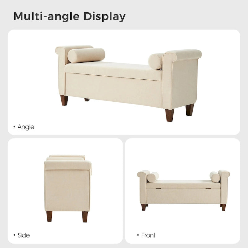 54.3" Wide Traditional Storage Bench with 2 Pillows