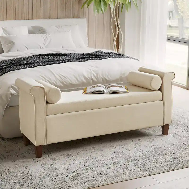 54.3" Wide Traditional Storage Bench with 2 Pillows