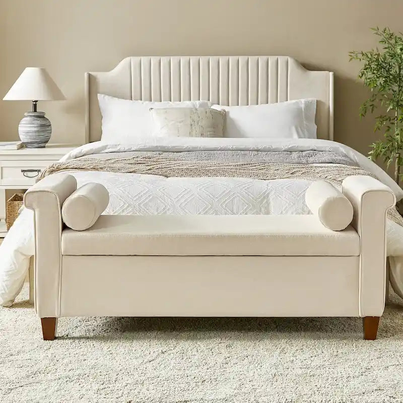 54.3" Wide Traditional Storage Bench with 2 Pillows