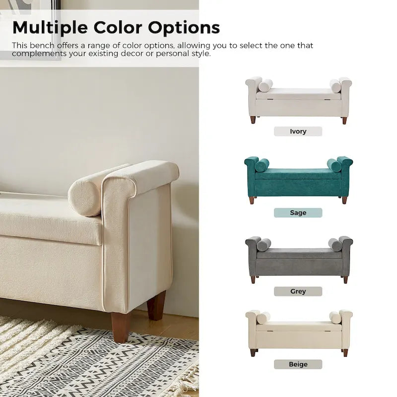 54.3" Wide Traditional Storage Bench with 2 Pillows