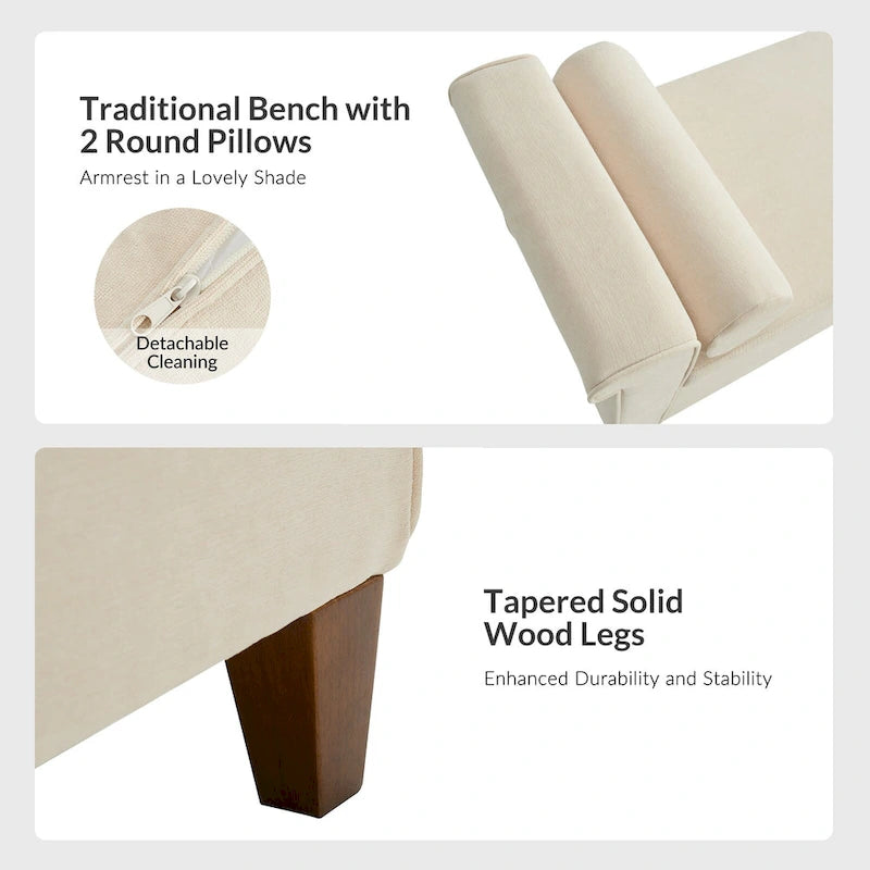 54.3" Wide Traditional Storage Bench with 2 Pillows