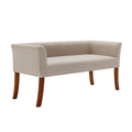 Banc d'appoint rembourré en tissu avec pieds en bois d'hévéa