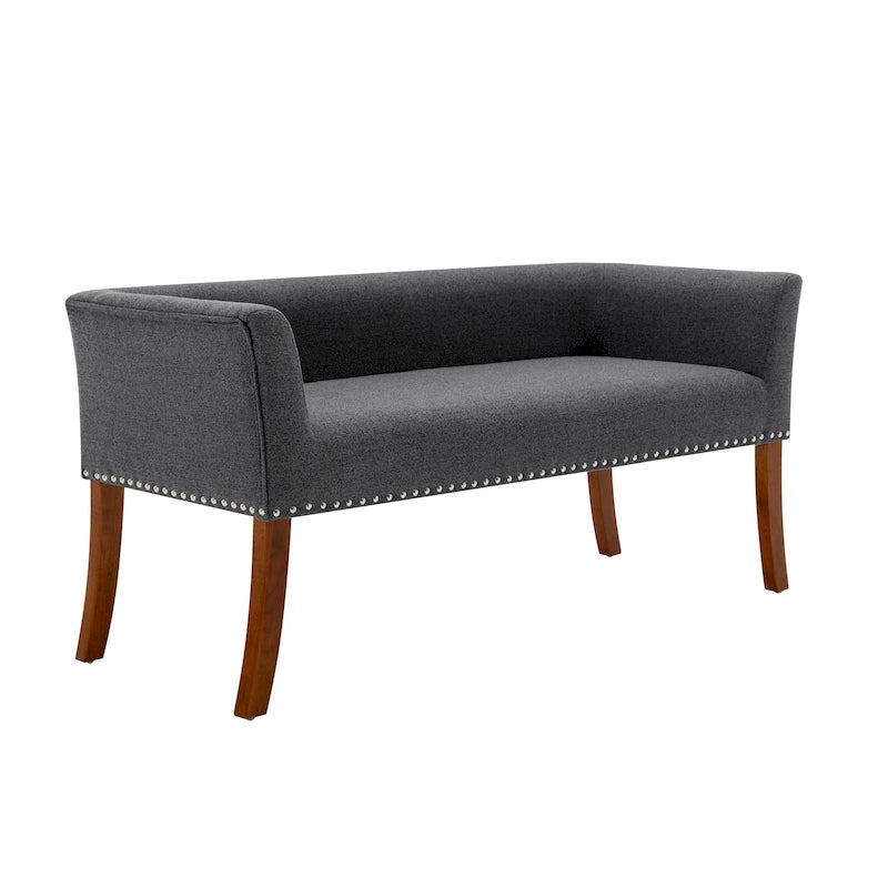 Fabric Upholstered Accent Bench with Rubberwood Legs