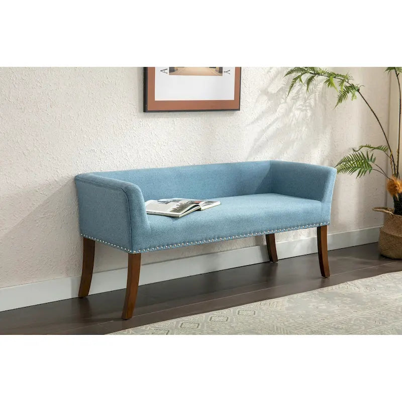 Fabric Upholstered Accent Bench with Rubberwood Legs