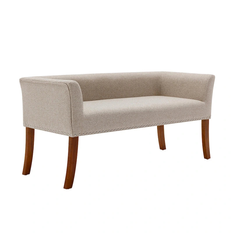 Fabric Upholstered Accent Bench with Rubberwood Legs