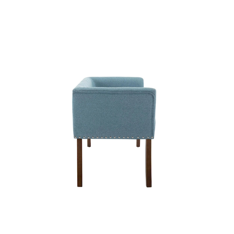 Banc d'appoint rembourré en tissu avec pieds en bois d'hévéa