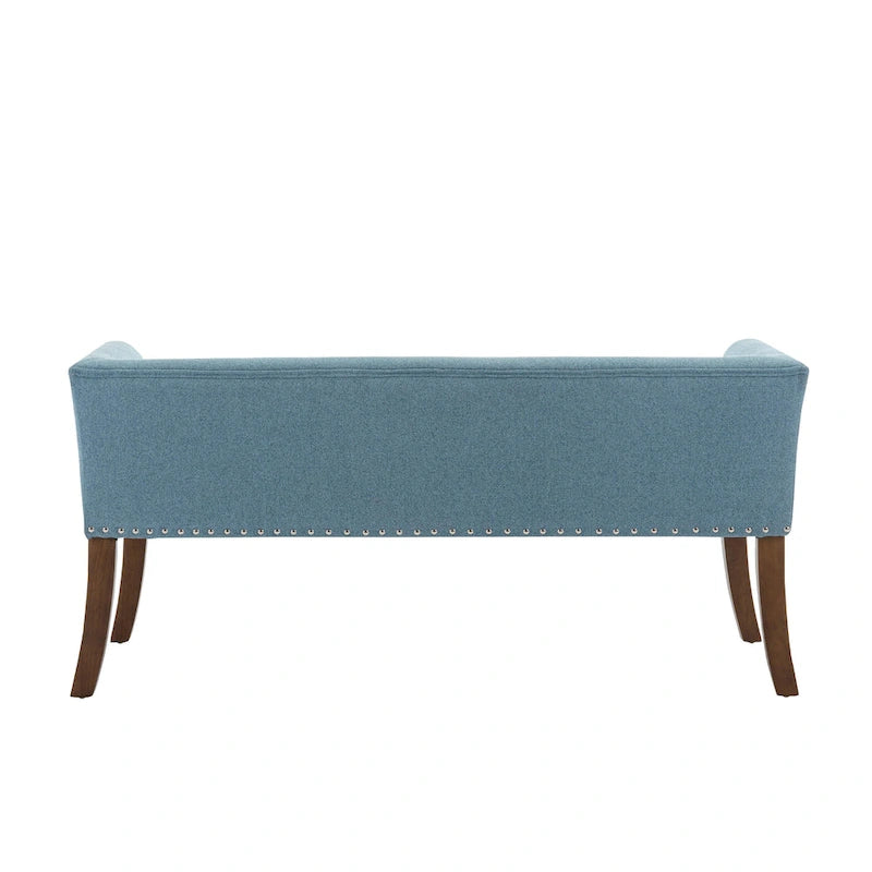 Banc d'appoint rembourré en tissu avec pieds en bois d'hévéa