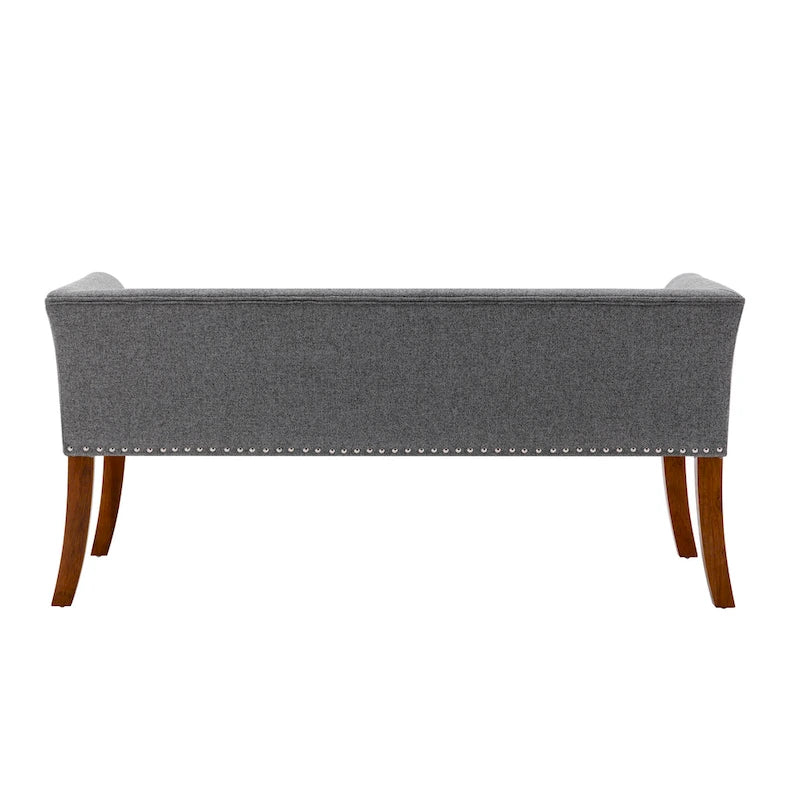 Banc d'appoint rembourré en tissu avec pieds en bois d'hévéa