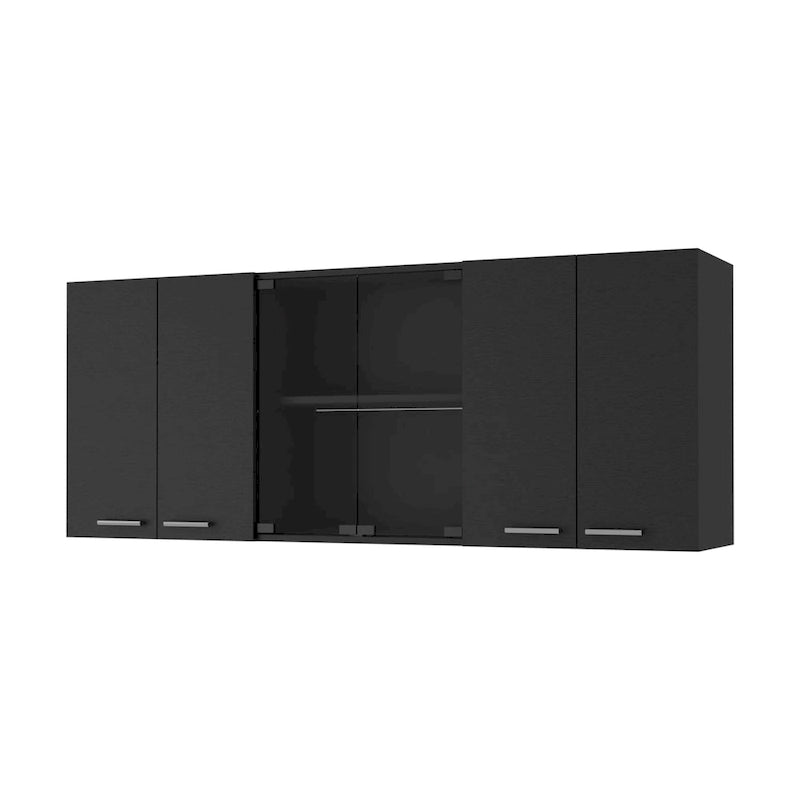59" Wall Cabinet with Glass Door & Wired Racks