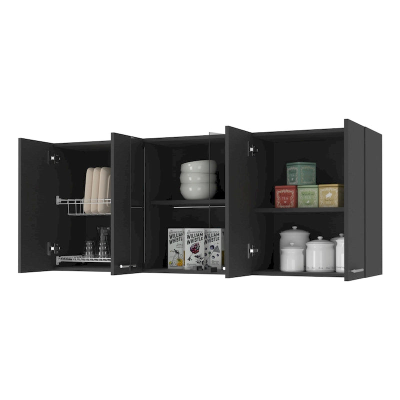 59" Wall Cabinet with Glass Door & Wired Racks