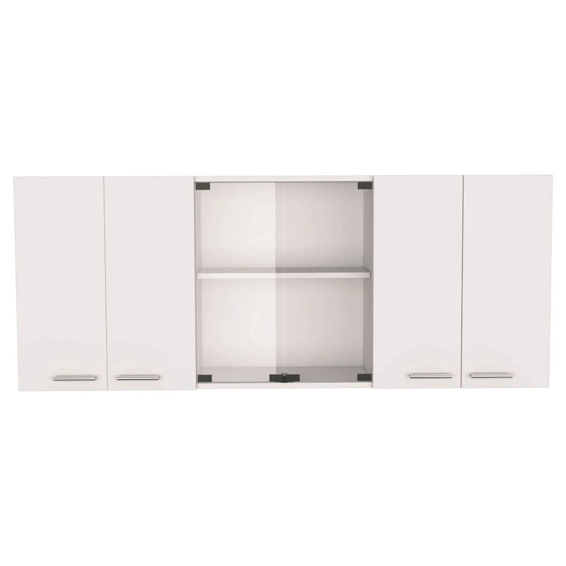 Meuble mural de 59" avec porte en verre et supports métalliques