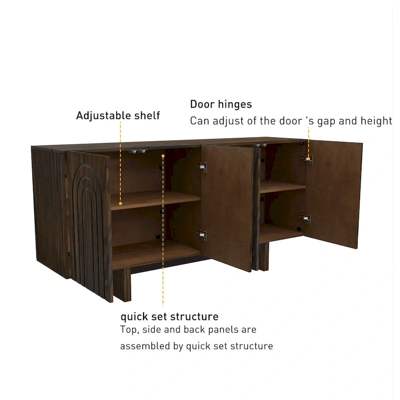 Modern Buffet Accent Storage Cabinet with 4 Doors