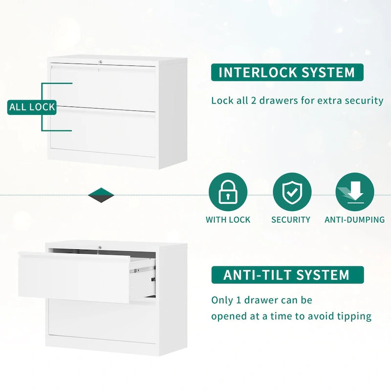 Metall-Aktenschrank mit 2 Schubladen und Schloss
