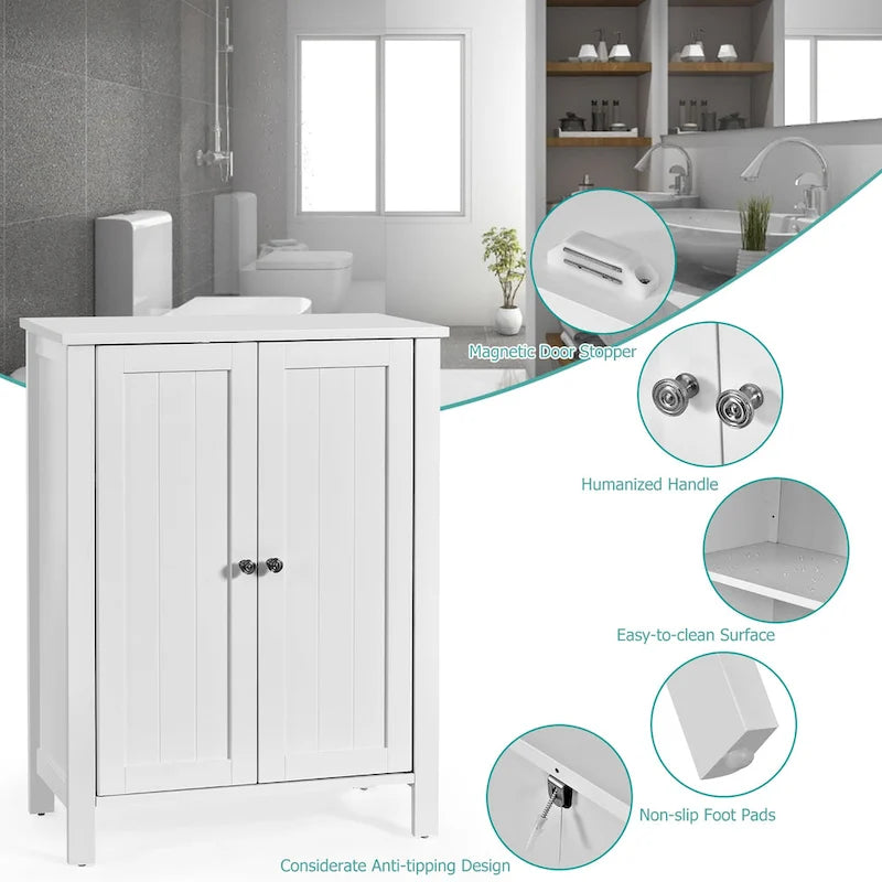 Bathroom Floor Cabinet with Double Doors