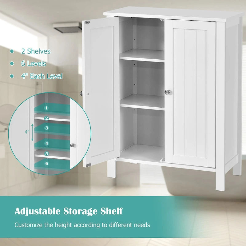 Bathroom Floor Cabinet with Double Doors