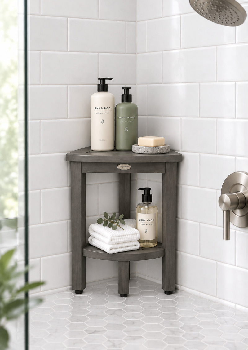 15in Tall Shower Shelf in Gray Finish