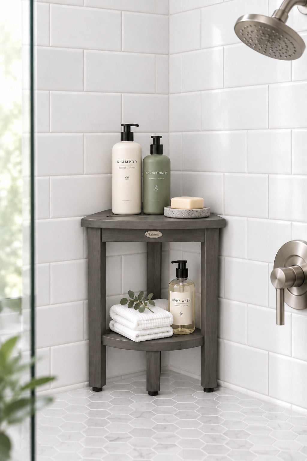 CoastalVogue Oasis 15in Tall ShowerShelf in a Gray Finish