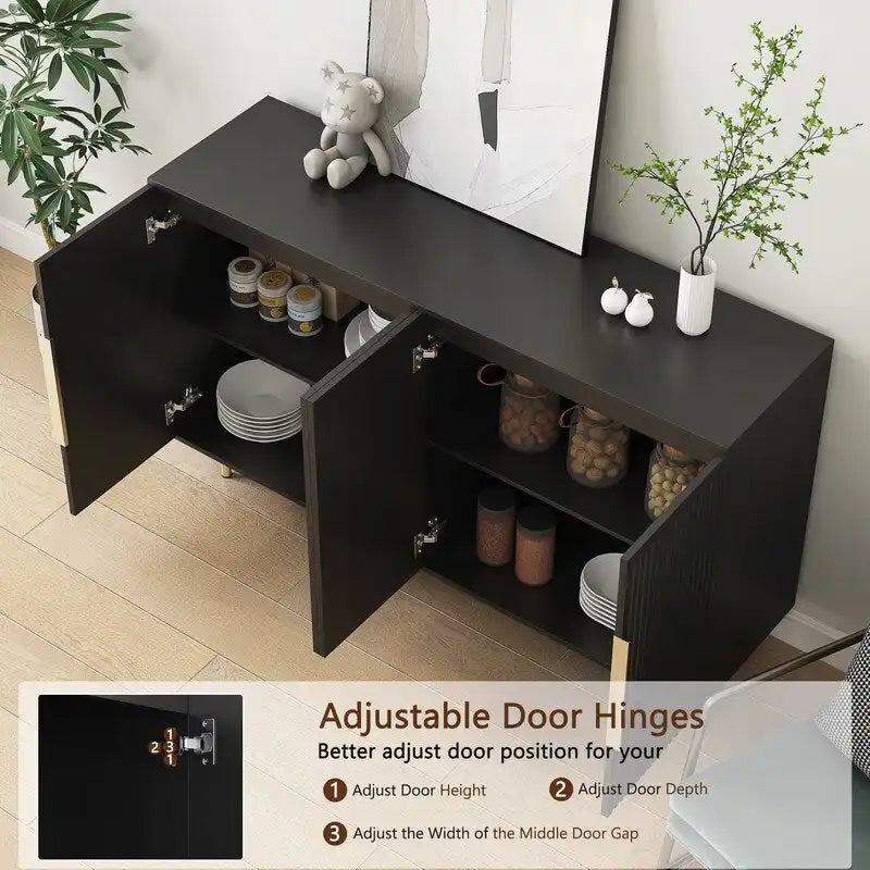 56.69W Modern Cabinet with Storage and Adjustable Shelves