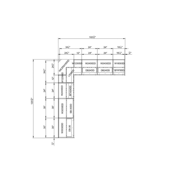 Weiße matte Küchenunterschrankfront - 10x8.5Ft breit (102x120)