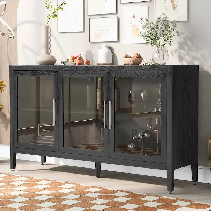 Wood Storage Cabinet with Doors and Adjustable Shelf