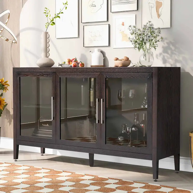 Wood Storage Cabinet with Doors and Adjustable Shelf