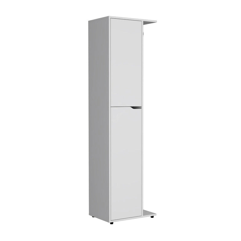 Besen- und Wischmoppschrank, 70-Inch hoch, eine Tür, vier Einlegeböden - Weiß