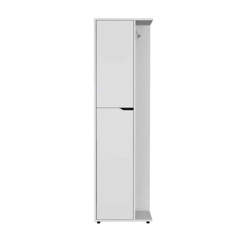70-Inch High One Door Four Shelves Broom Cabinet - White