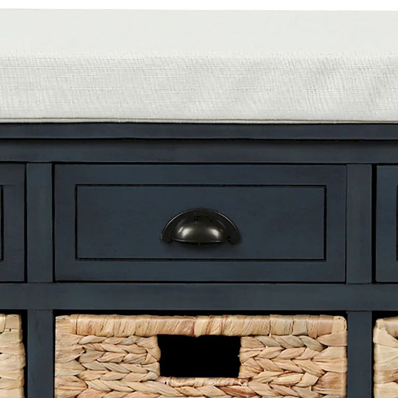 Farmhouse Style Storage Bench with Removable Seat Cushion