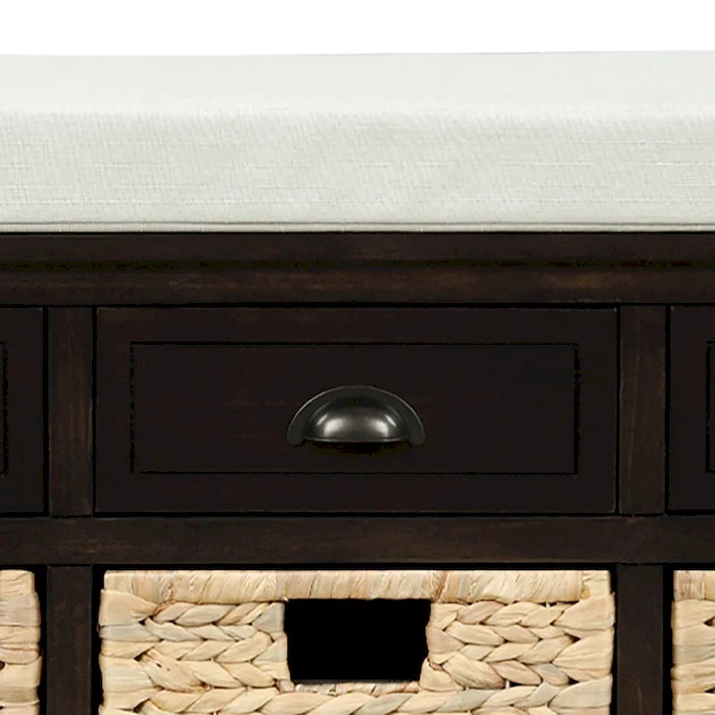 Farmhouse Style Storage Bench with Removable Seat Cushion
