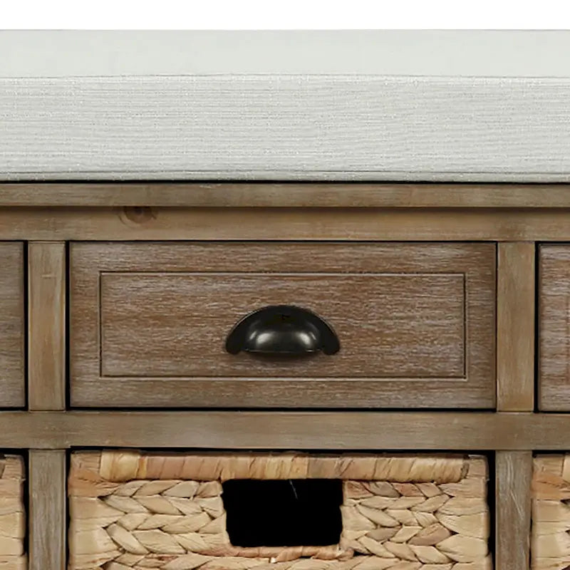 Farmhouse Style Storage Bench with Removable Seat Cushion