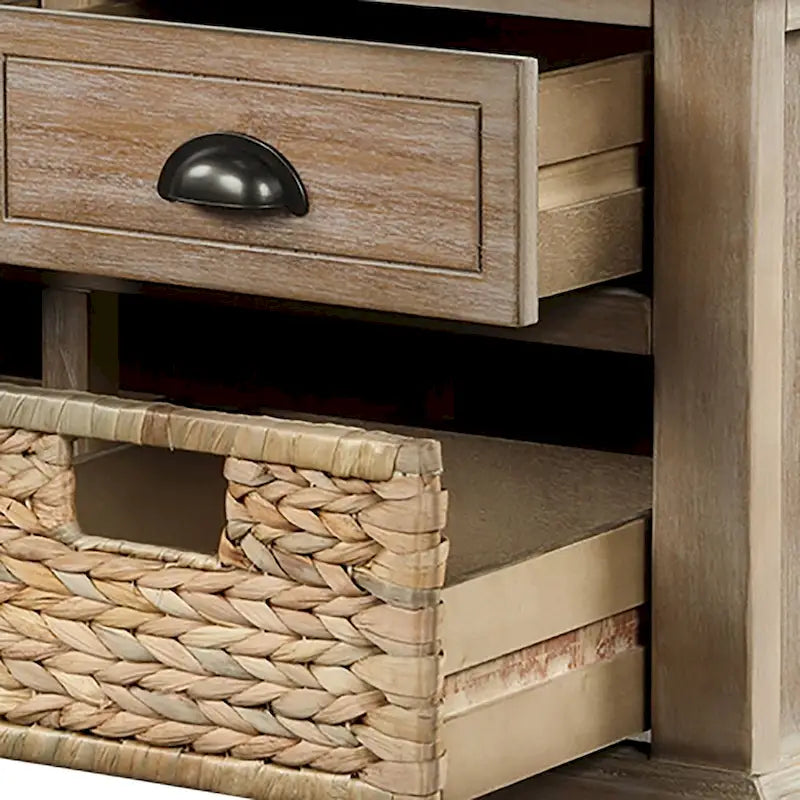 Farmhouse Style Storage Bench with Removable Seat Cushion